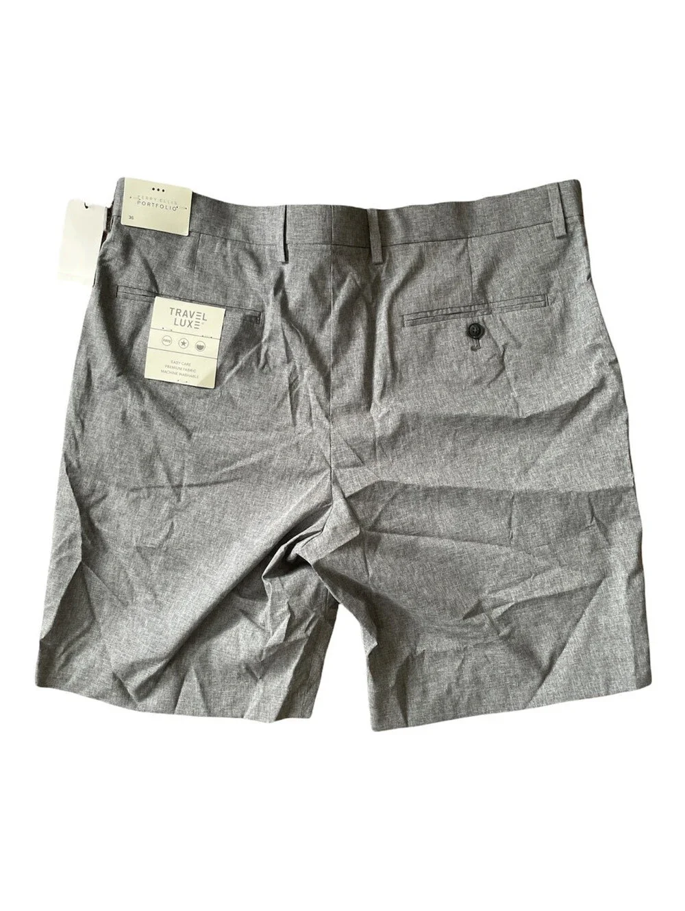 Perry Ellis Mens Portfolio Travel Luxe Chinos Shorts Gray Heathered 36 New W Tag